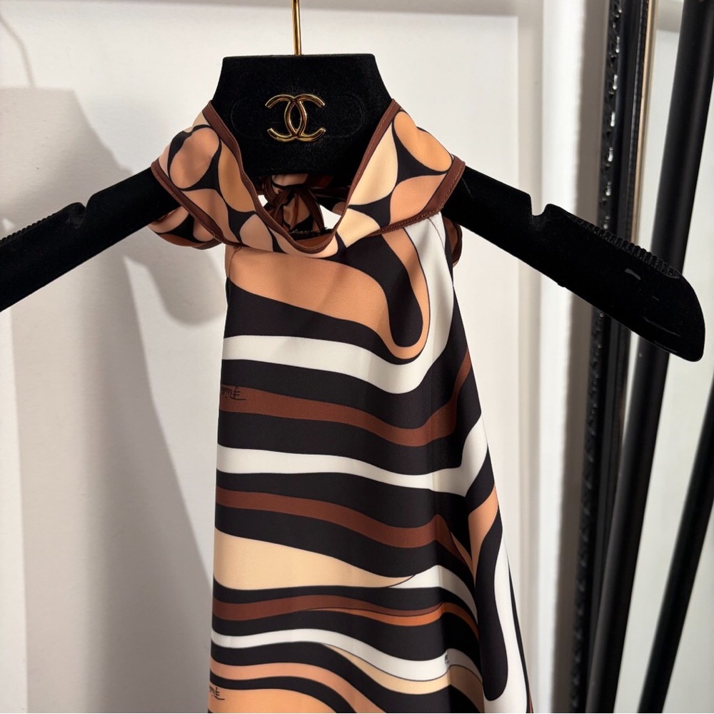 Emilio Pucci Brown, Black & Cream Swirl Halter Crop Top - Picture 3 of 8